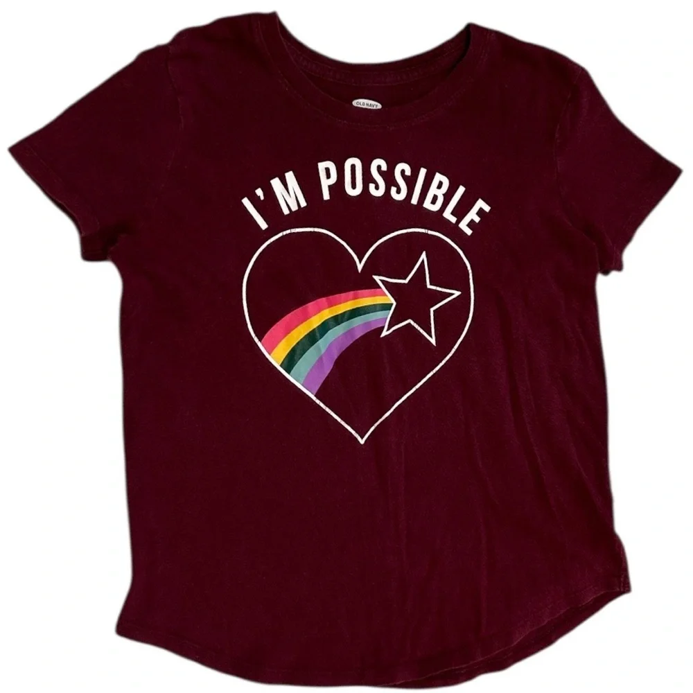 Old Navy Girl’s Positive Graphic T-Shirt I'm Possible' Cotton Size Large